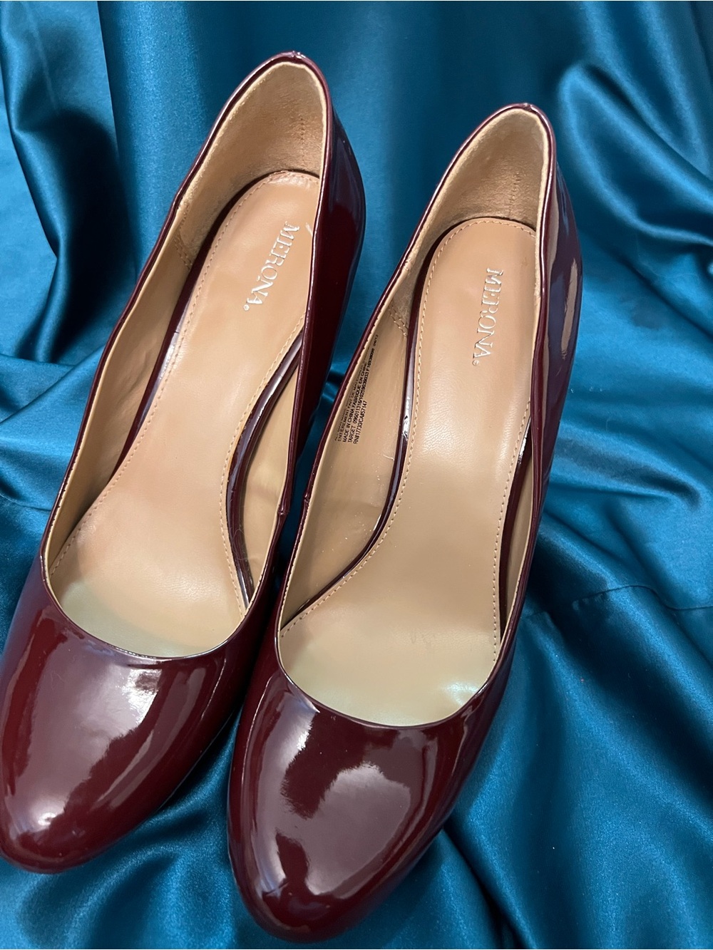 Merona Burgundy Patent Round-Toe Pumps